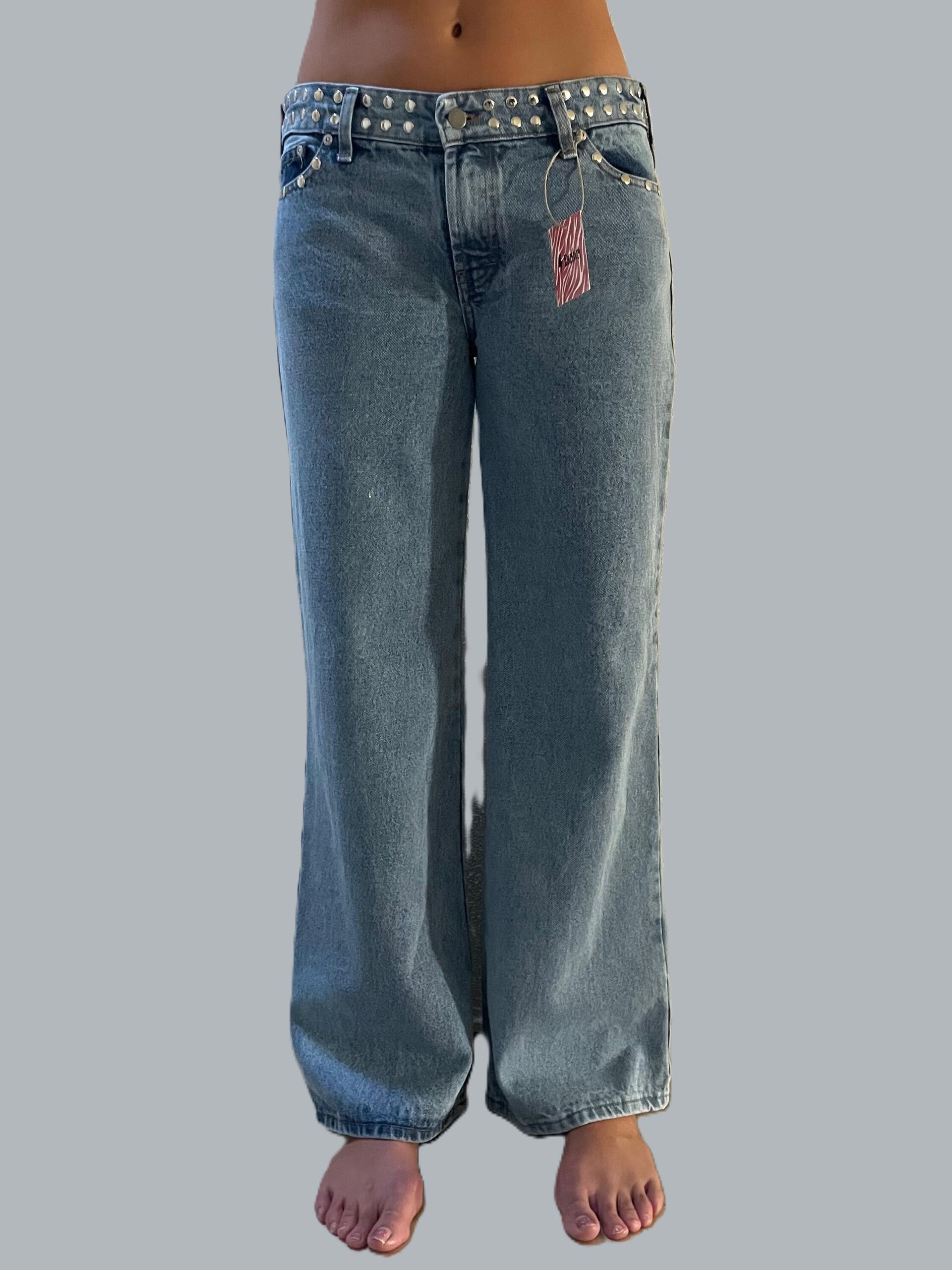 Jeans Zebra Rebel Tachuelas Cintura AZUL (leer descripción de rayo)👇 - 3