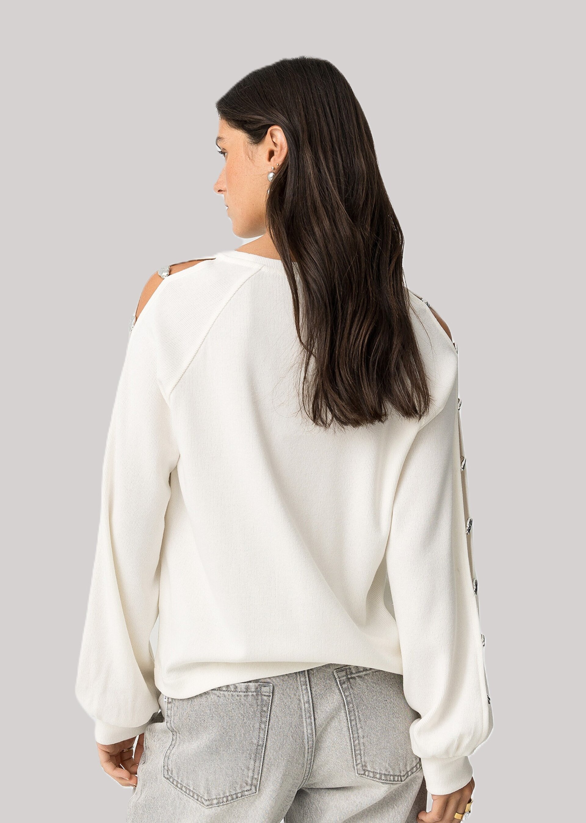 Jersey Sage Abalorios Metálicos Blanco - 4