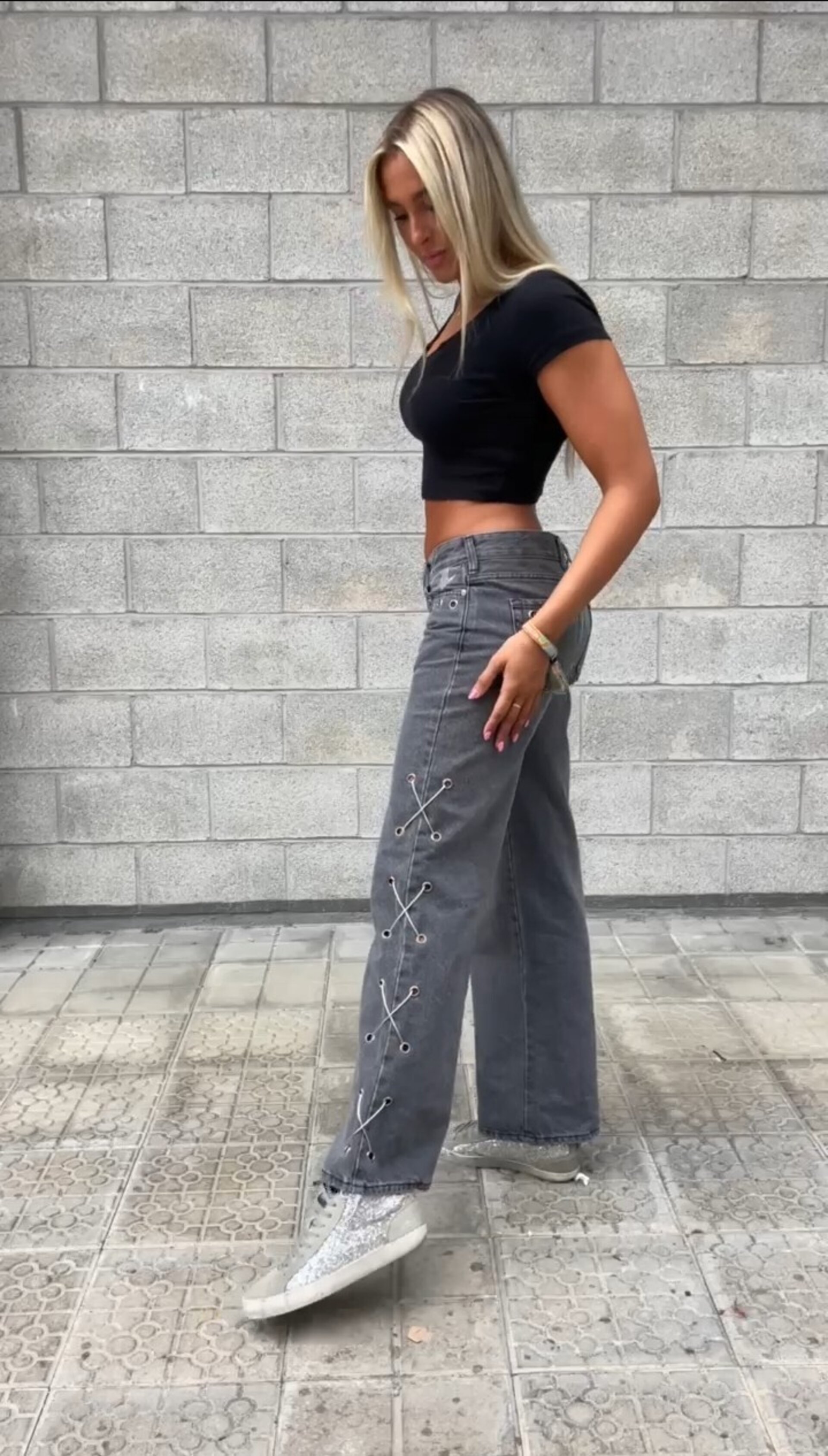 JEANS ZEBRA GREY SLIT