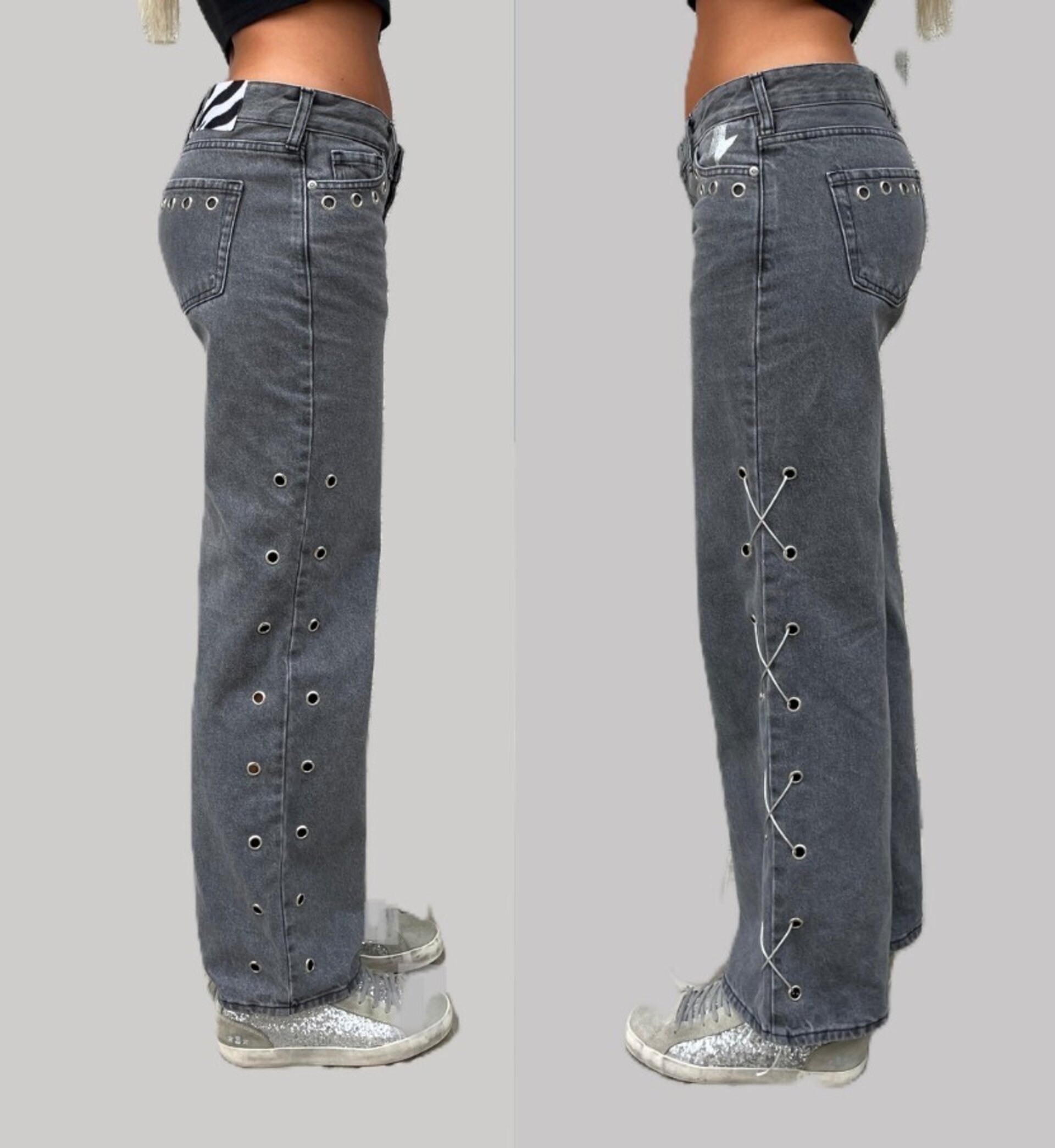Jeans Zebra Grey Slit - 5