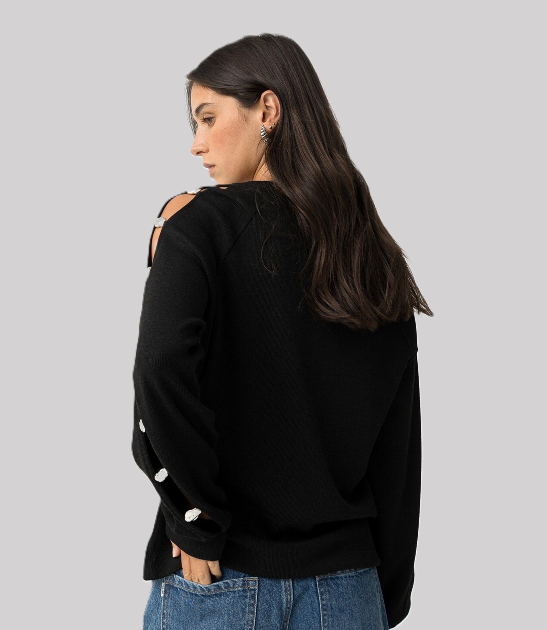 Jersey Sage Abalorios Metálicos Negro - 3