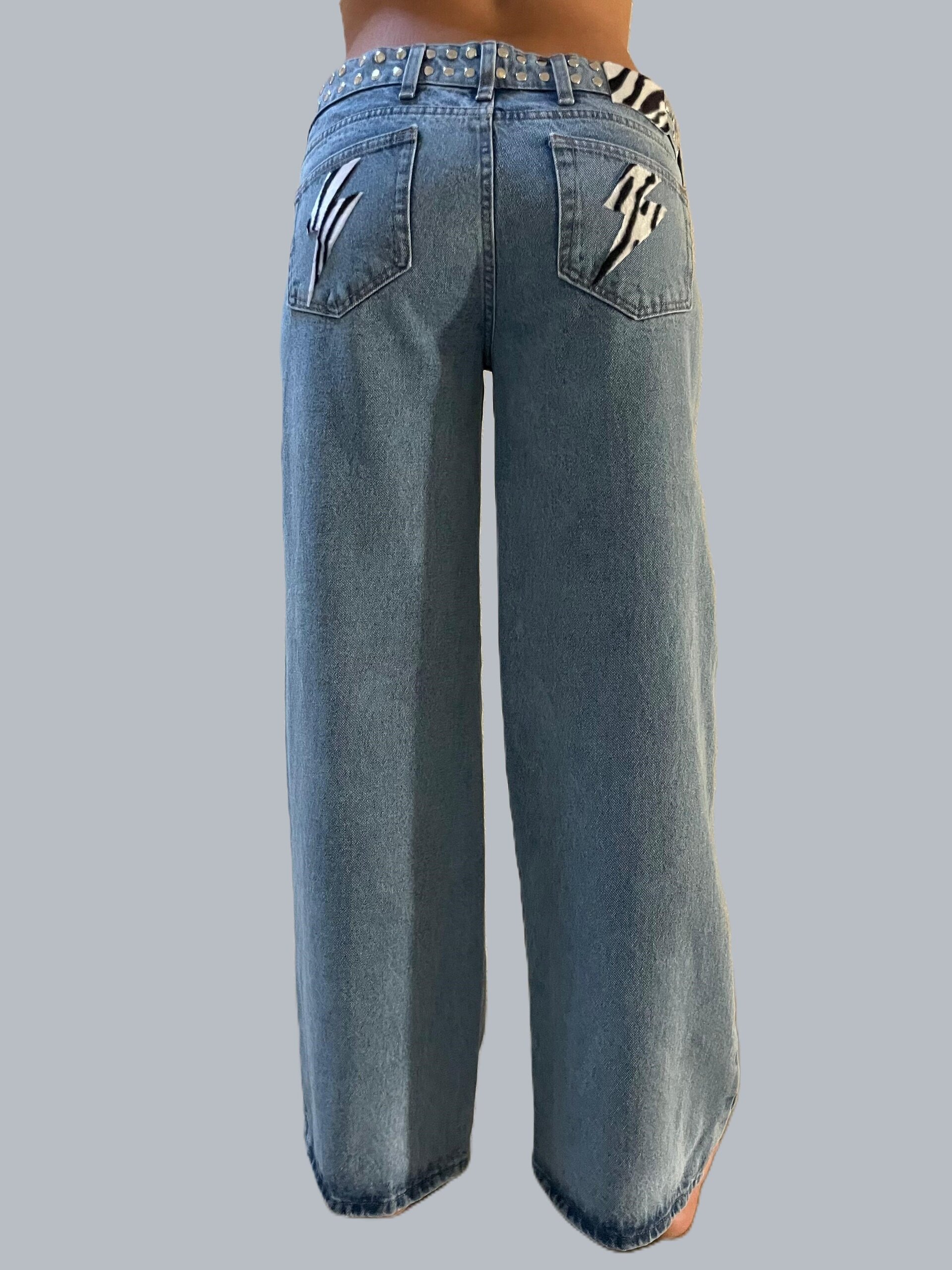 Jeans Zebra Rebel Tachuelas Cintura AZUL (leer descripción de rayo)👇 - 2
