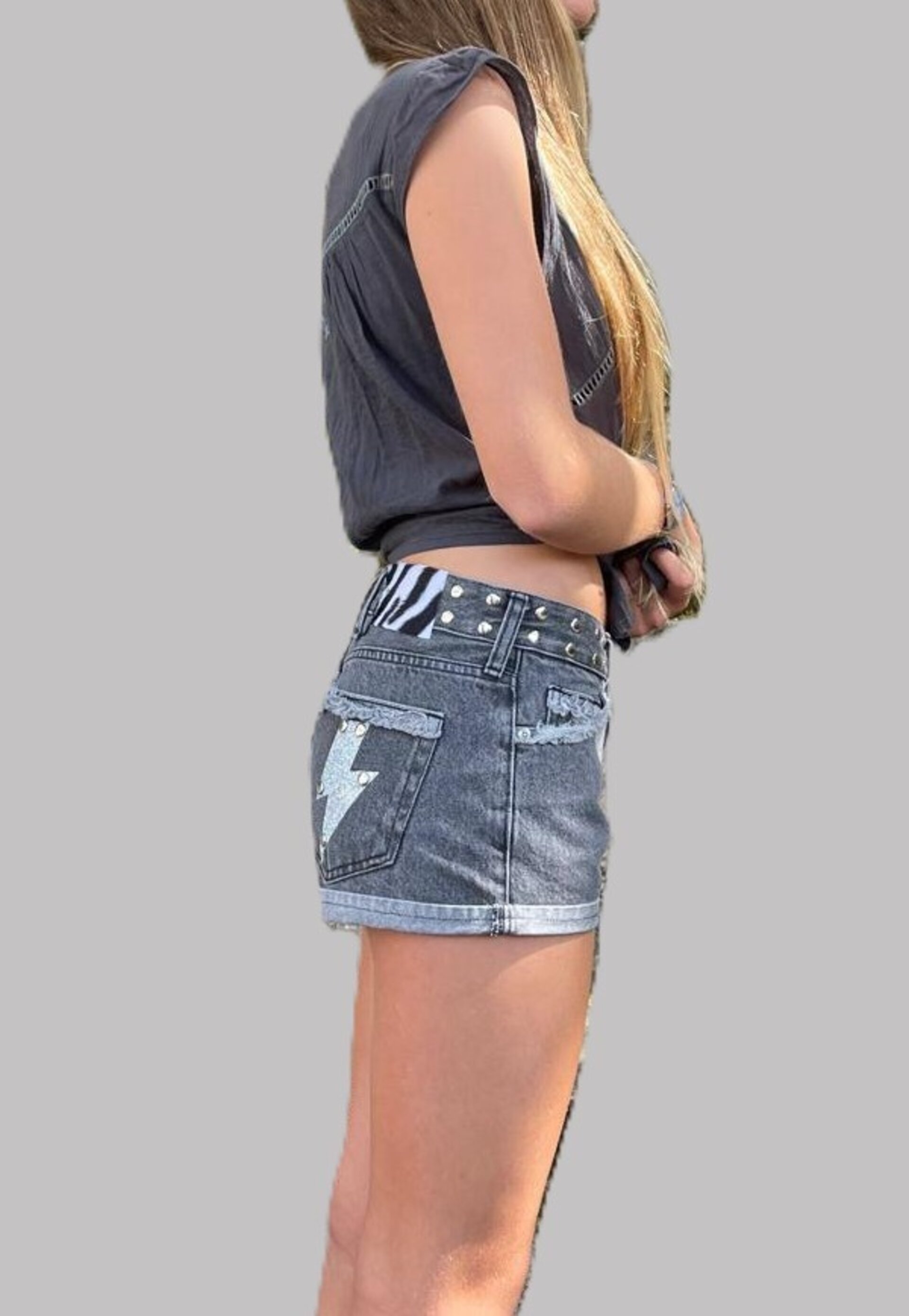 Short zebra Jani glitter gris (leer descripción de rayo)👇 - 3