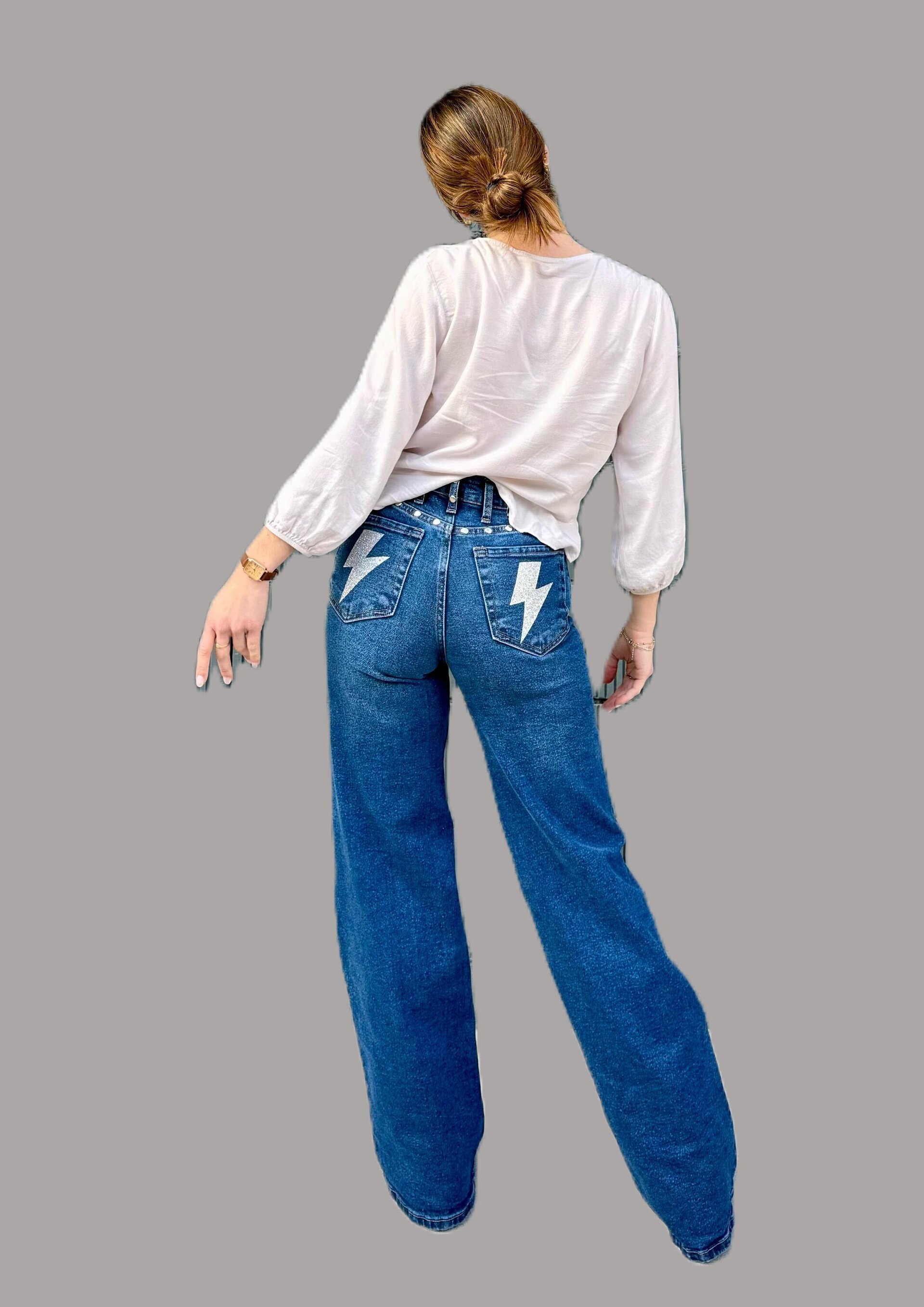 Jeans Zebra Metalic TIRO ALTO(leer descripción de rayo)👇 - 4