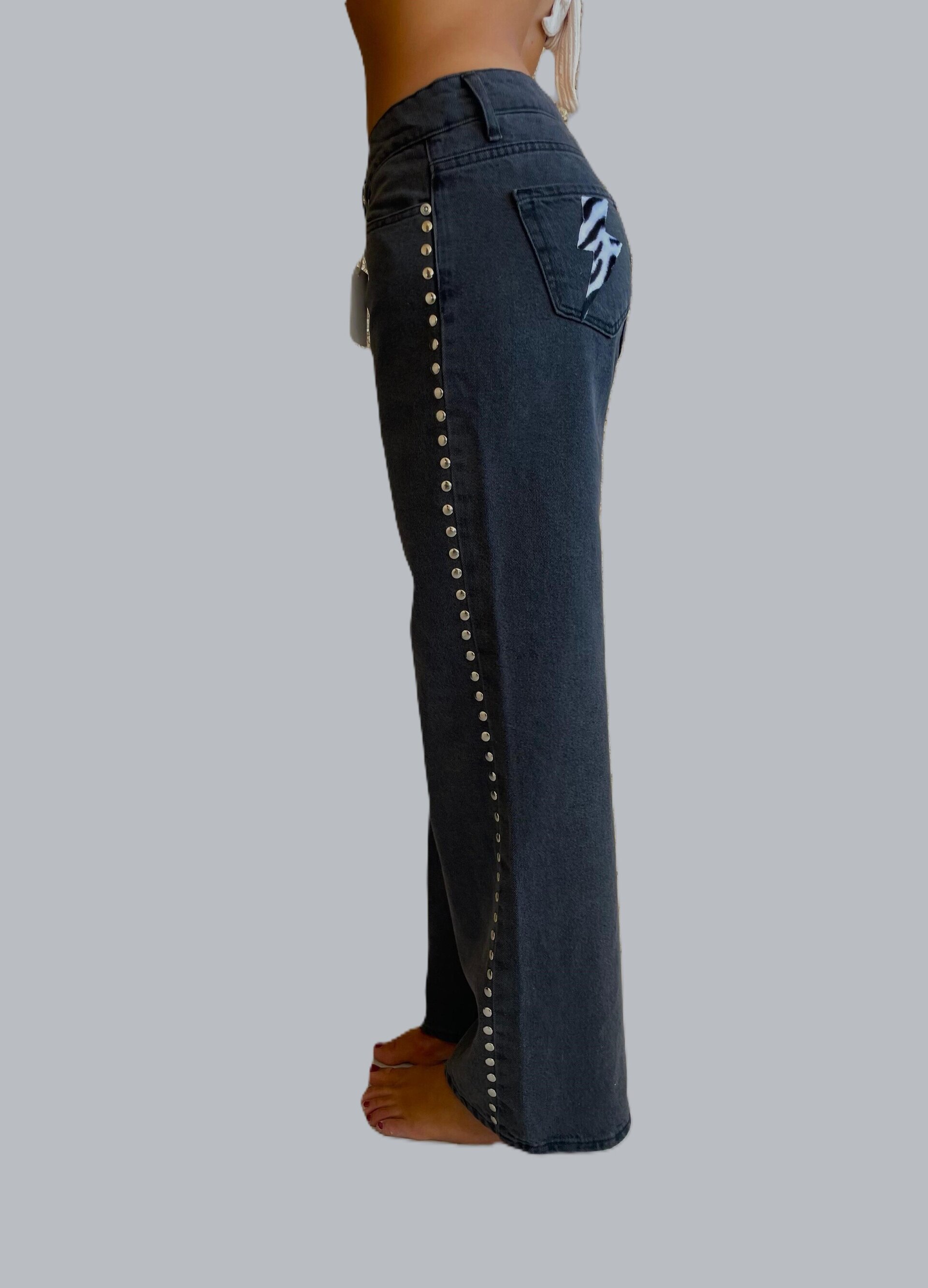Jeans Zebra Voltage Tachuelas Laterales (leer descripción de rayo)👇 - 2