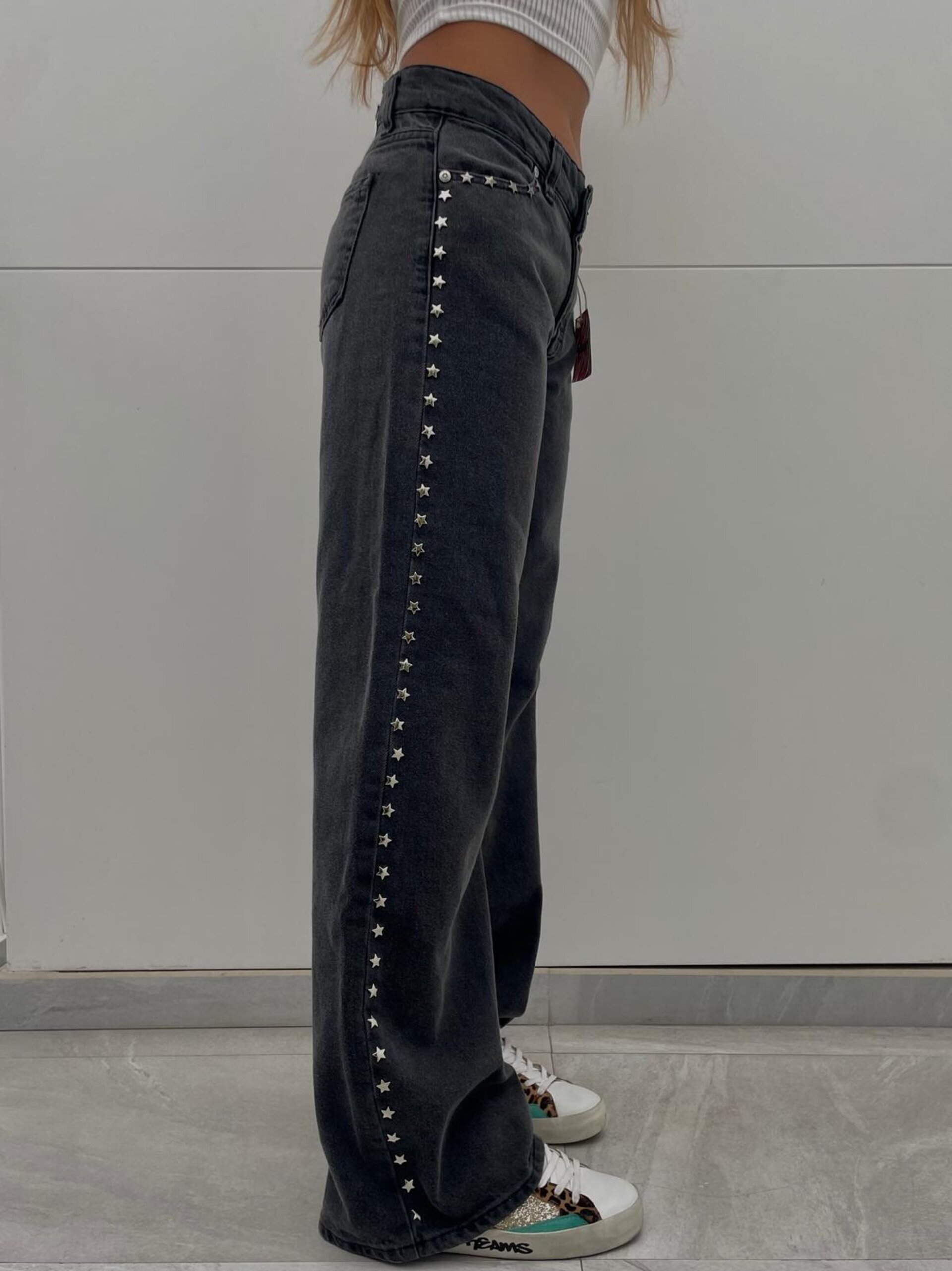 Jeans Zebra Tachuelas Estrellas Laterales (leer descripción de rayo)👇 - 2