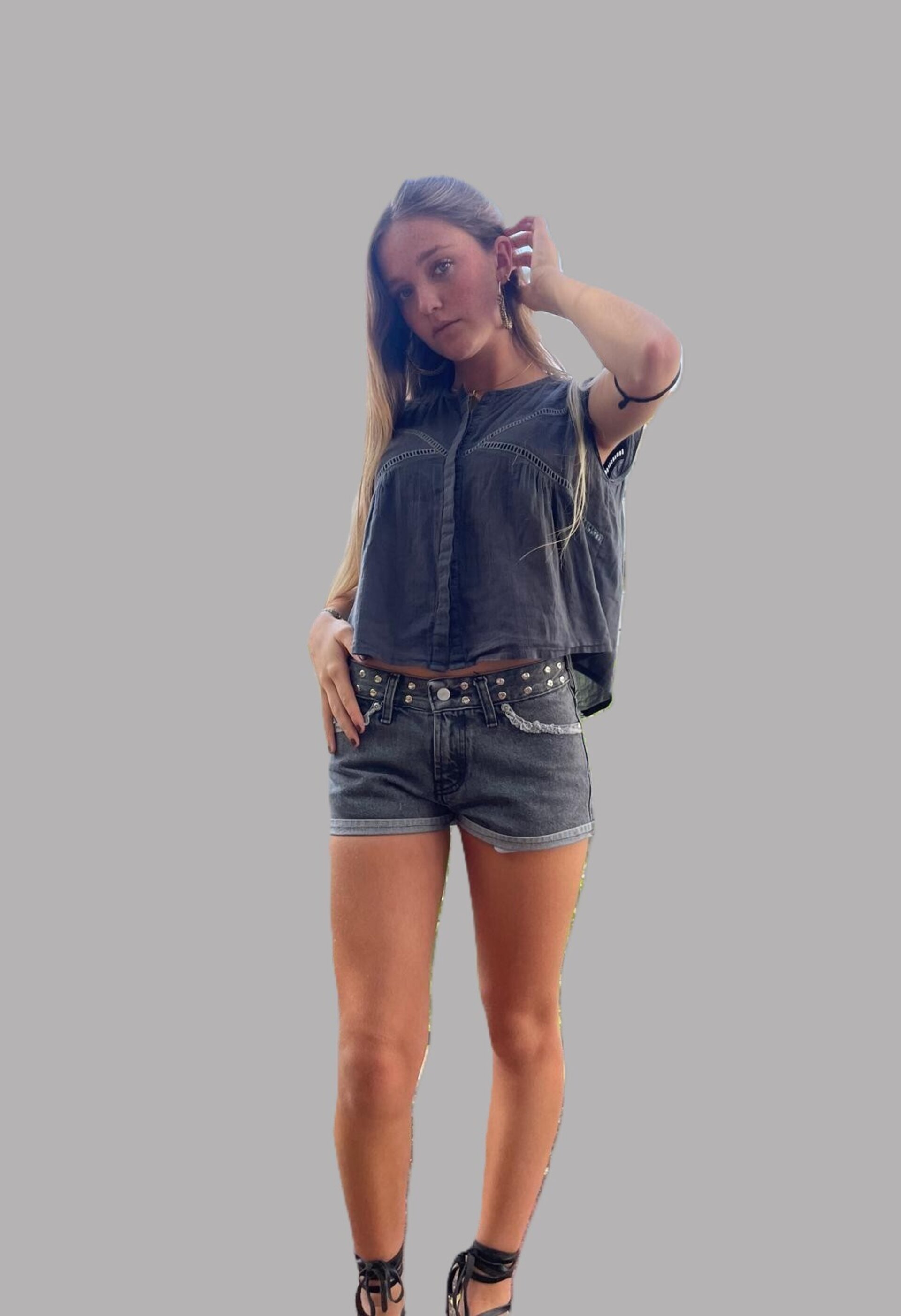 Short zebra Jani glitter gris - 1