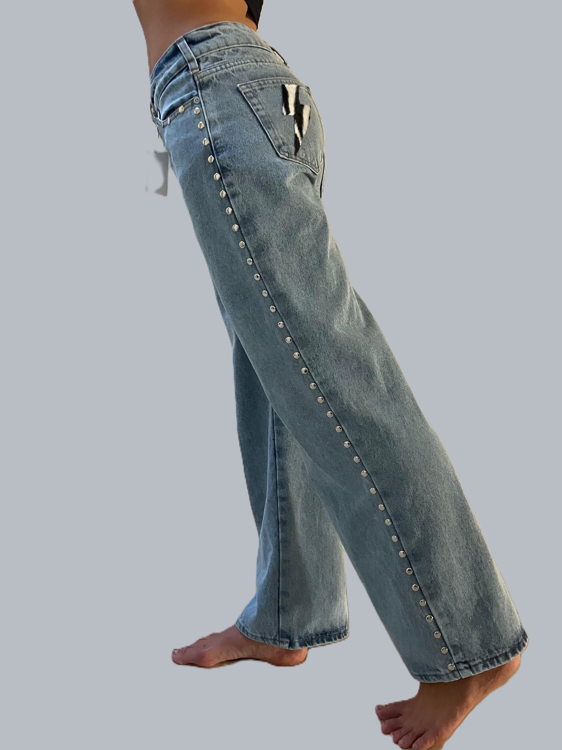 Jeans Zebra Voltage Tachuelas Laterales AZUL (leer descripción de rayo)👇 - 3