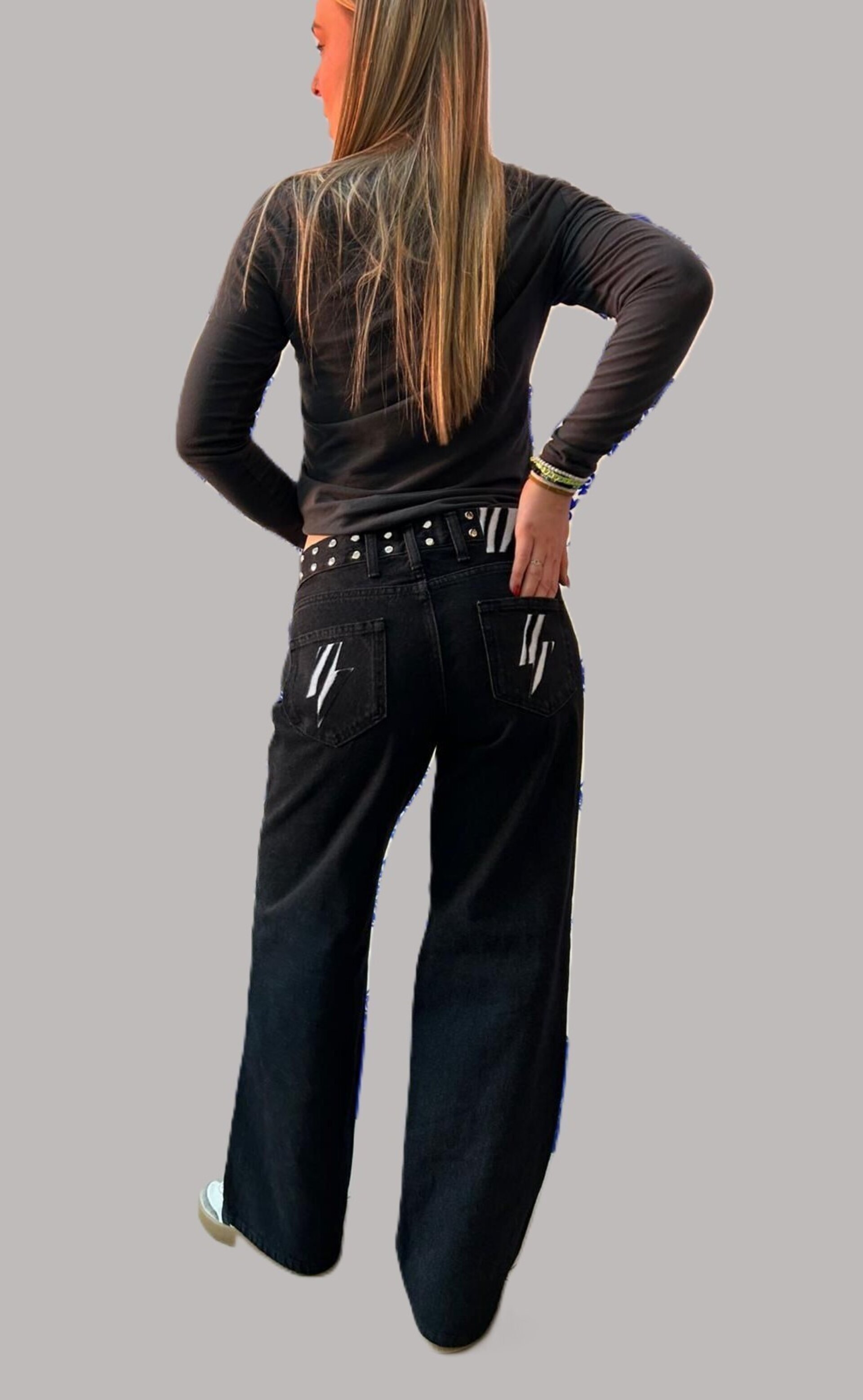 Jeans Zebra Rebel Tachuelas Cintura (leer descripción de rayo)👇 - 2