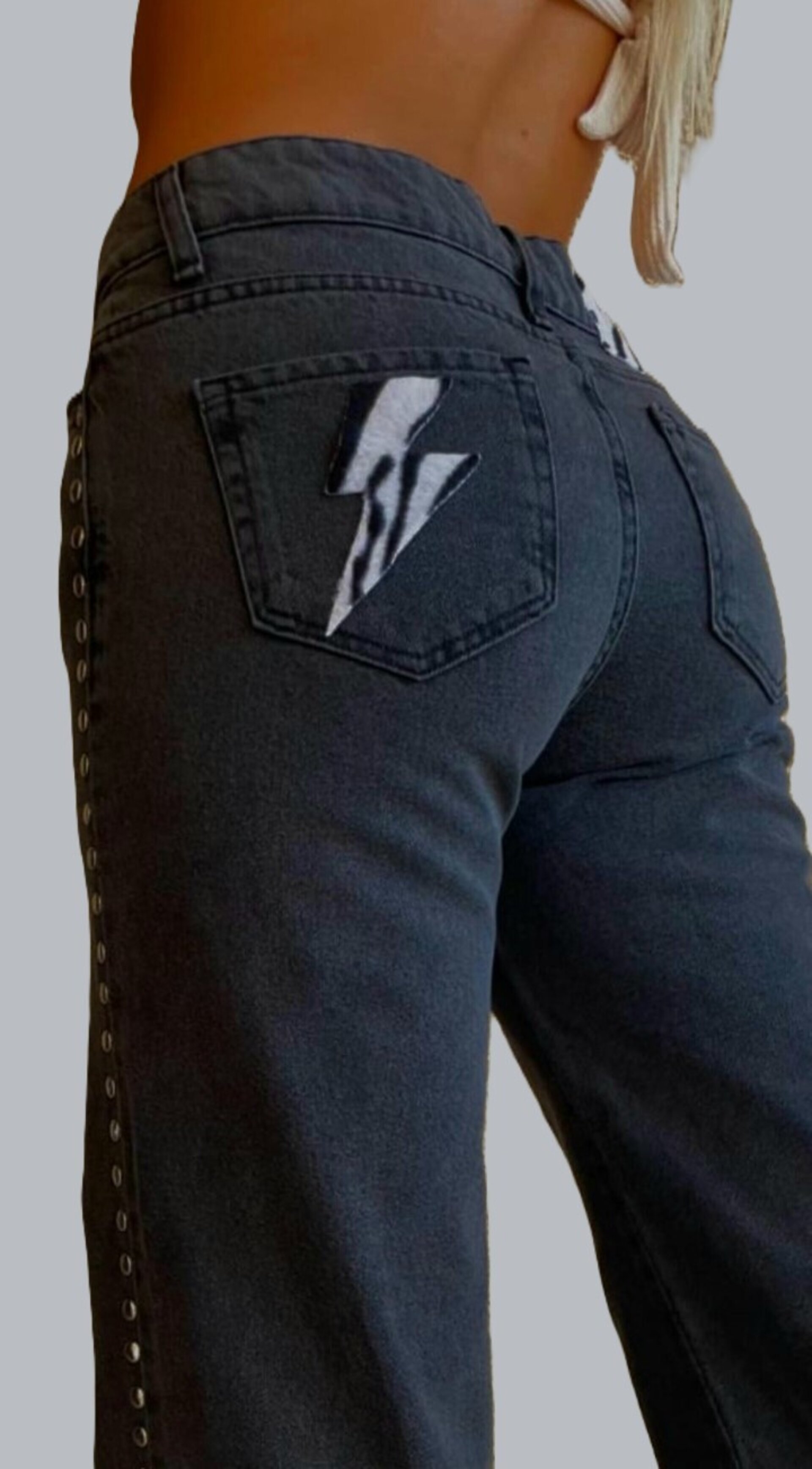 Jeans Zebra Voltage Tachuelas Laterales (leer descripción de rayo)👇 - 3