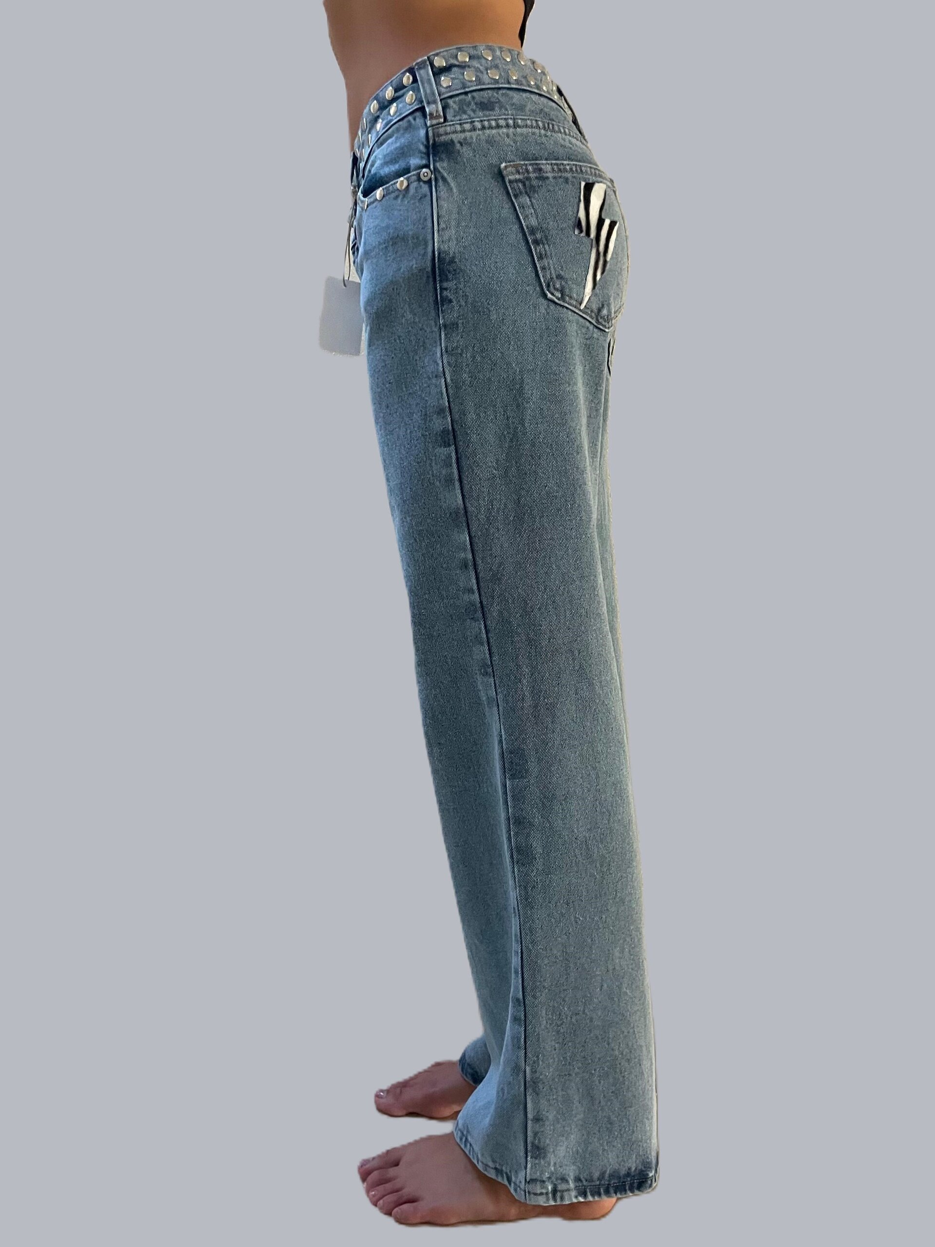 Jeans Zebra Rebel Tachuelas Cintura AZUL (leer descripción de rayo)👇 - 4