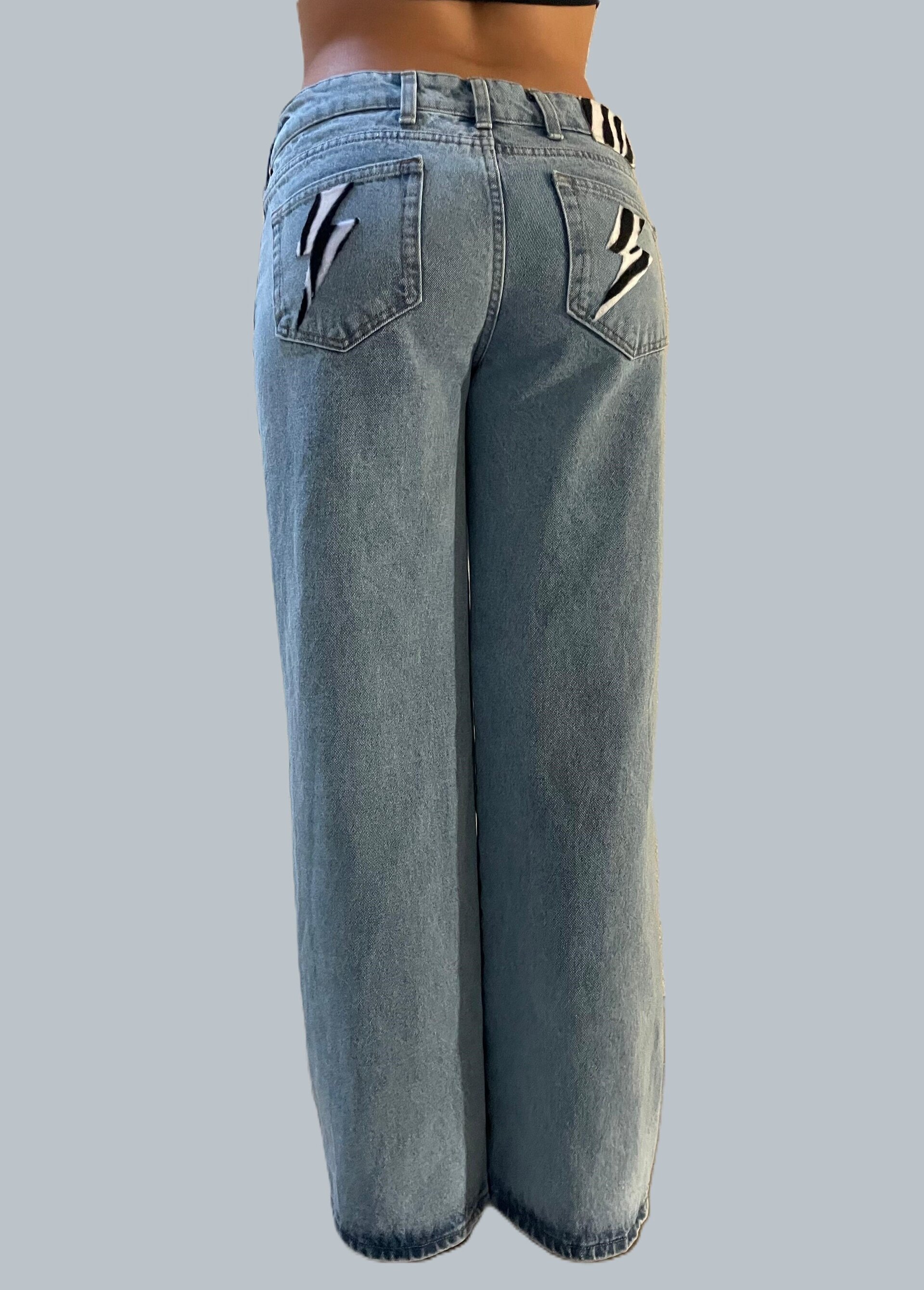 Jeans Zebra Voltage Tachuelas Laterales AZUL (leer descripción de rayo)👇 - 5