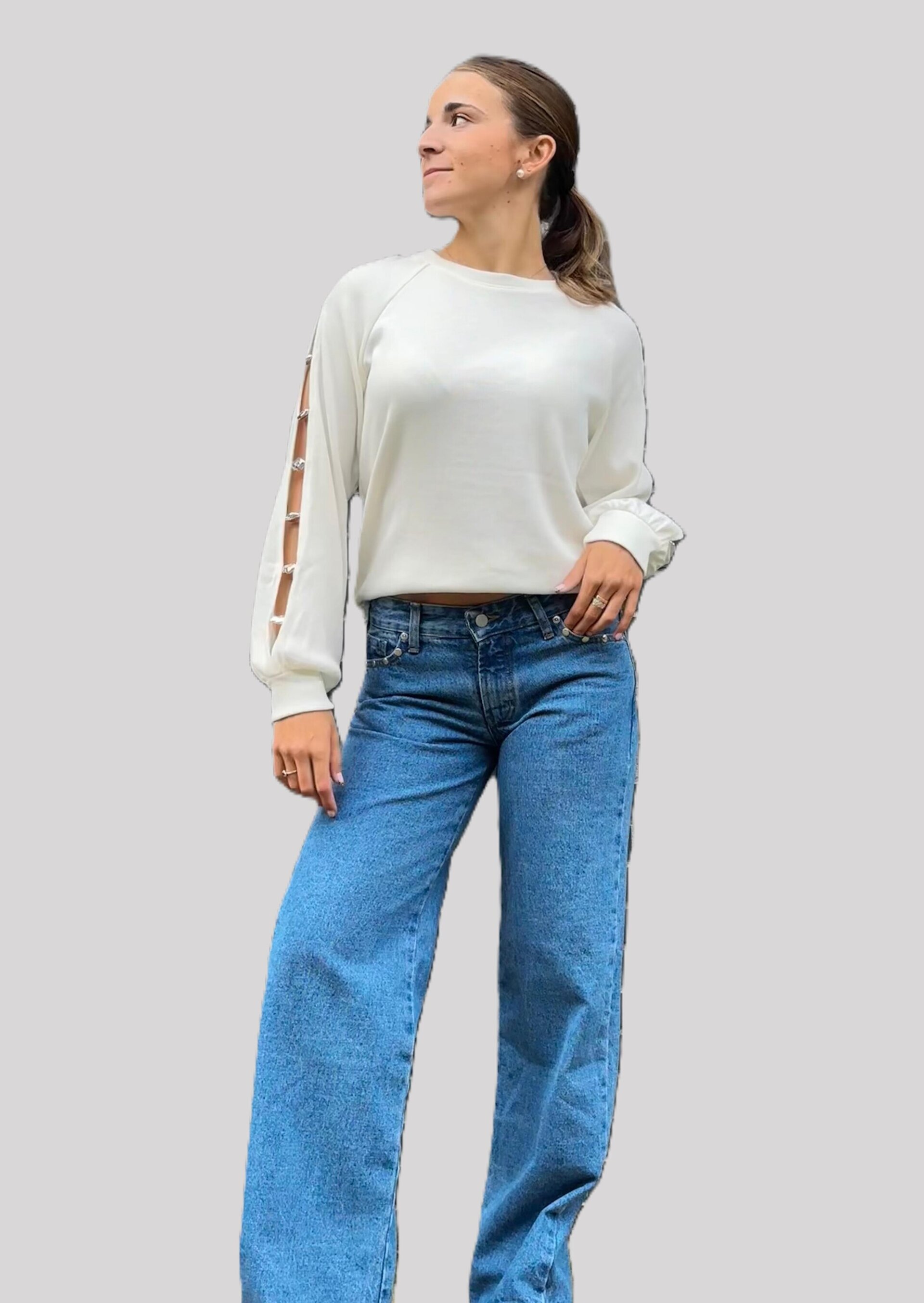 Jersey Sage Abalorios Metálicos Blanco - 2