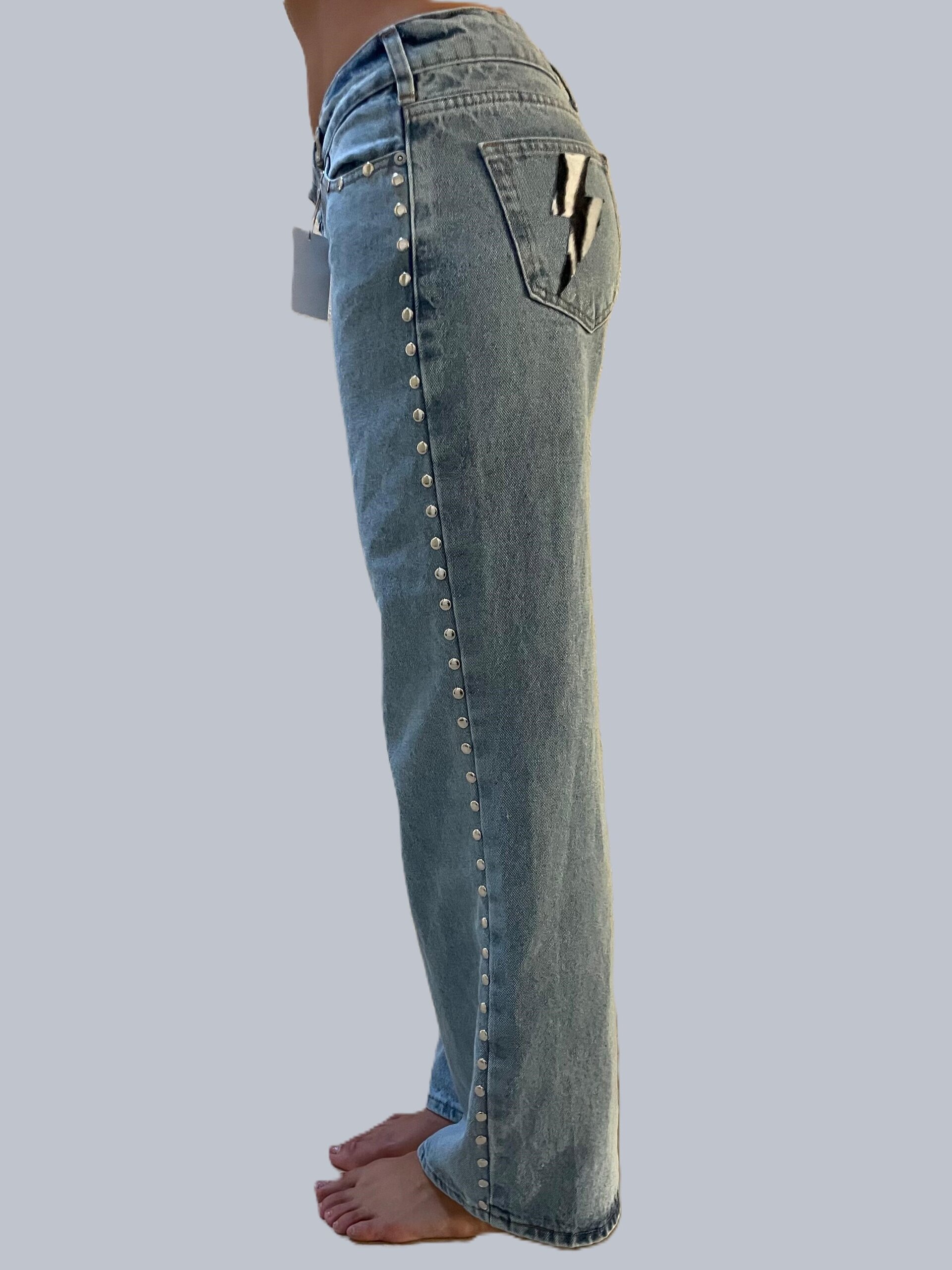 Jeans Zebra Voltage Tachuelas Laterales AZUL (leer descripción de rayo)👇 - 4