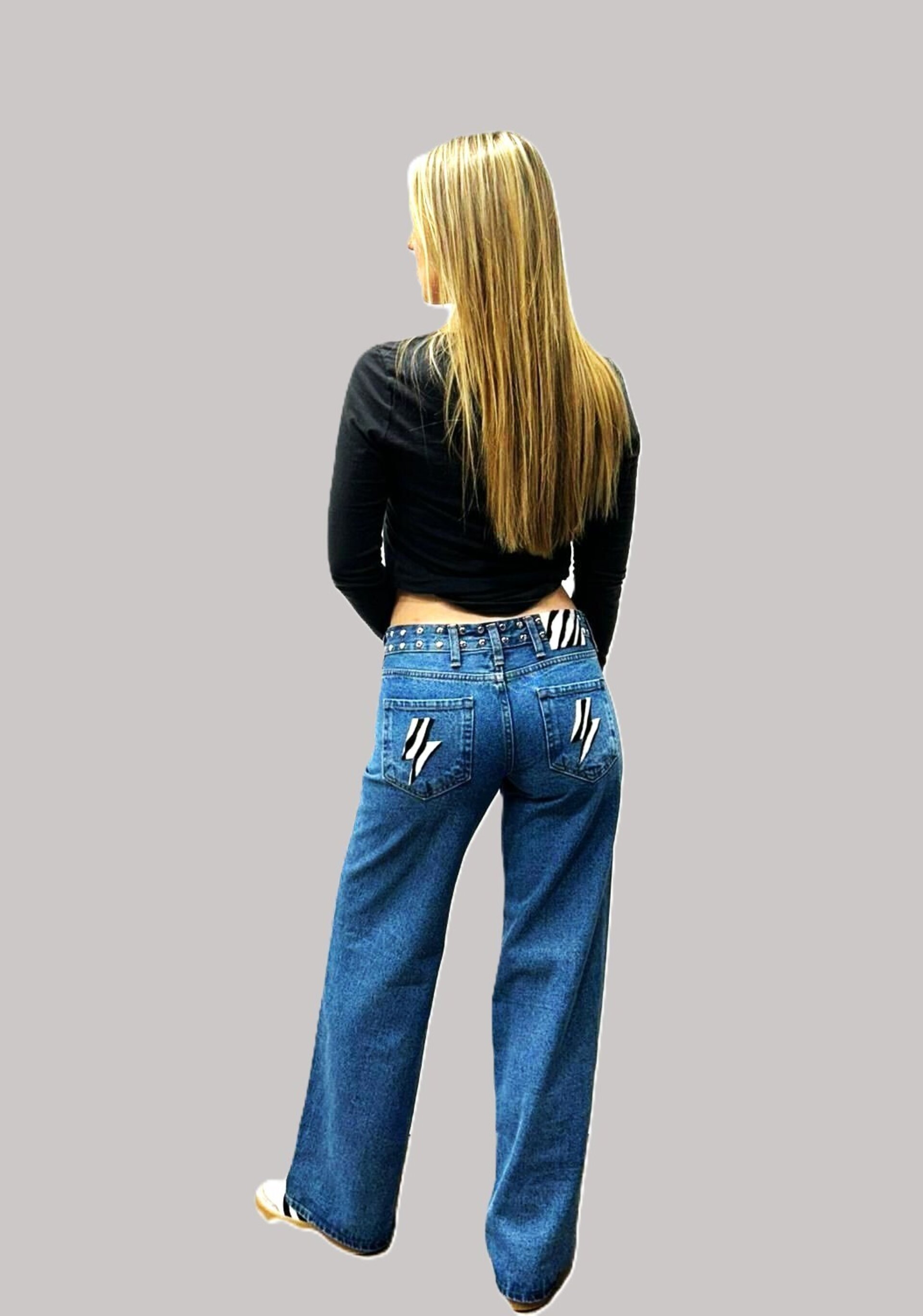 Jeans Zebra Rebel Tachuelas Cintura AZUL (leer descripción de rayo)👇 - 2