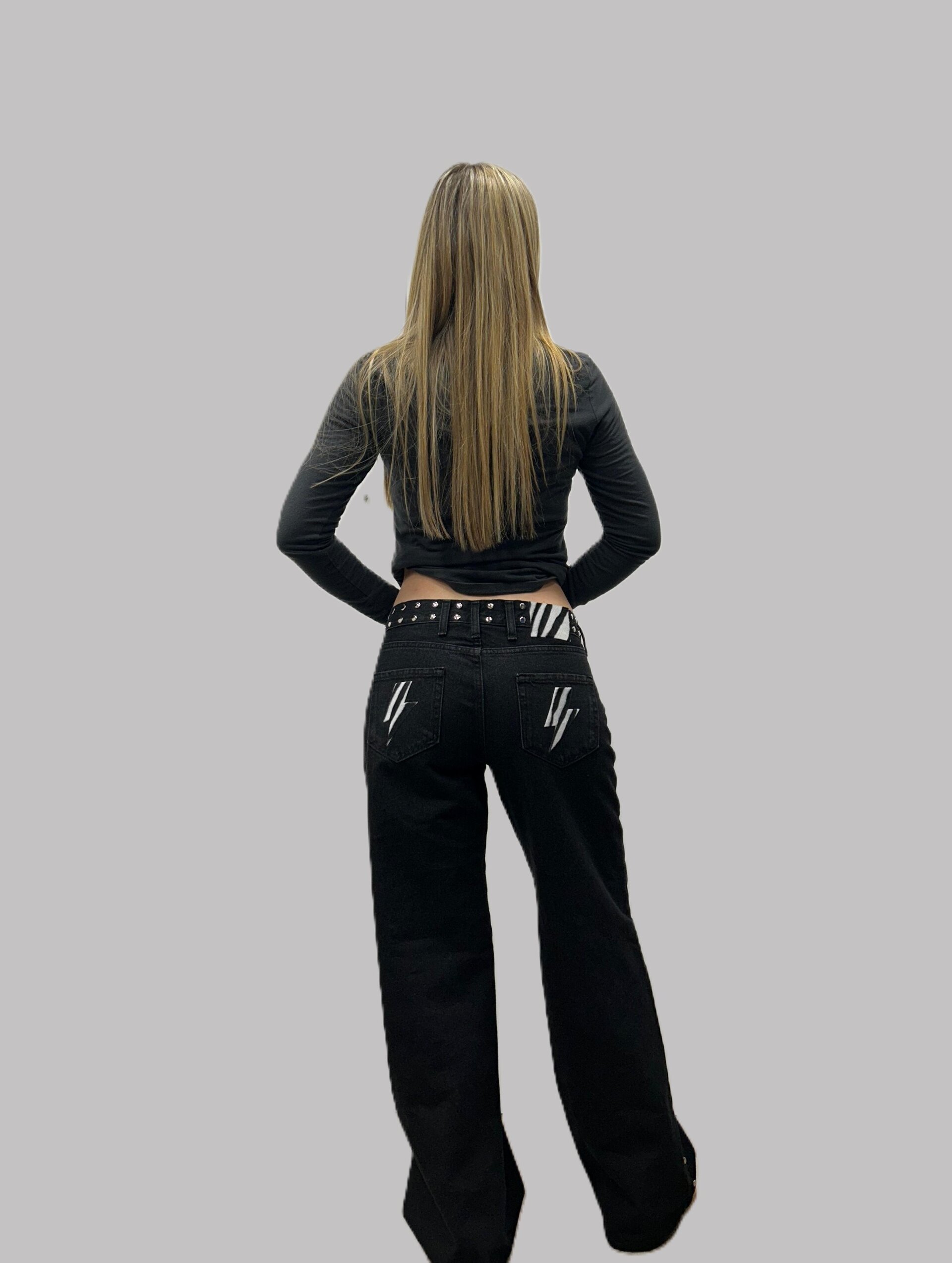 Jeans Zebra Punk Tachuelas Cintura y Laterales (leer descripción de rayo)👇 - 3